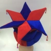 A blue-red clown hat with a cross-shaped cross and a small bell, a festival hat Item Picture